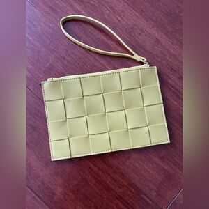 Anthropology Woven Leather Wristlet Clutch - Yellow NWOT